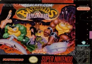 Capa de Battletoads in Battlemaniacs versao Playtronic Brasil para Super Nintendo