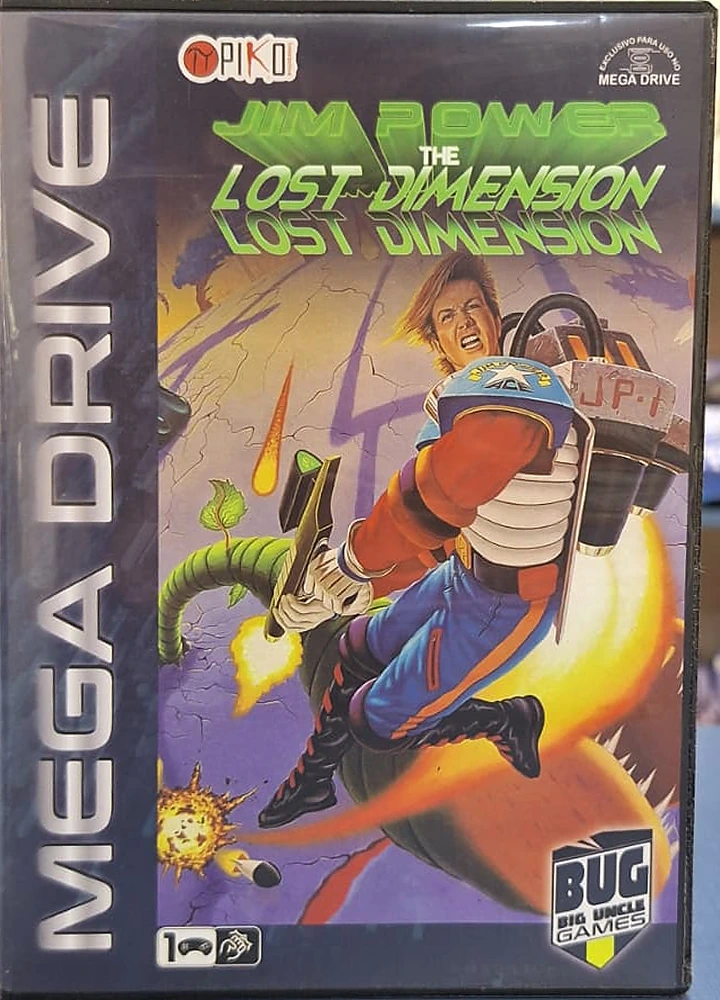Capa de Jim Power: The Lost Dimension na edição brasileira da BUG para Mega Drive