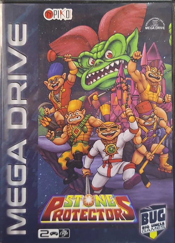 Capa de Stone Protectors na edição brasileira da BUG para Mega Drive