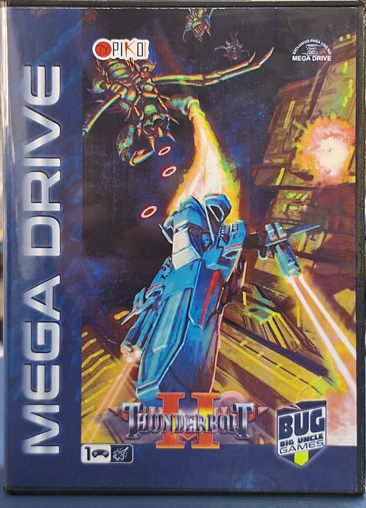 Capa de Thunderbolt II na edição brasileira da BUG para Mega Drive