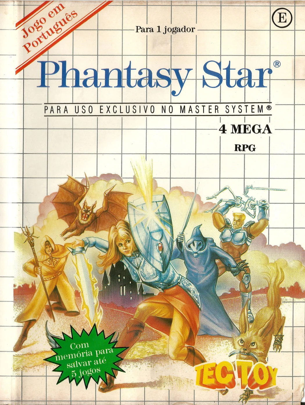 Capa de Phantasy Star versão Master System BR 🇧🇷 para Master System