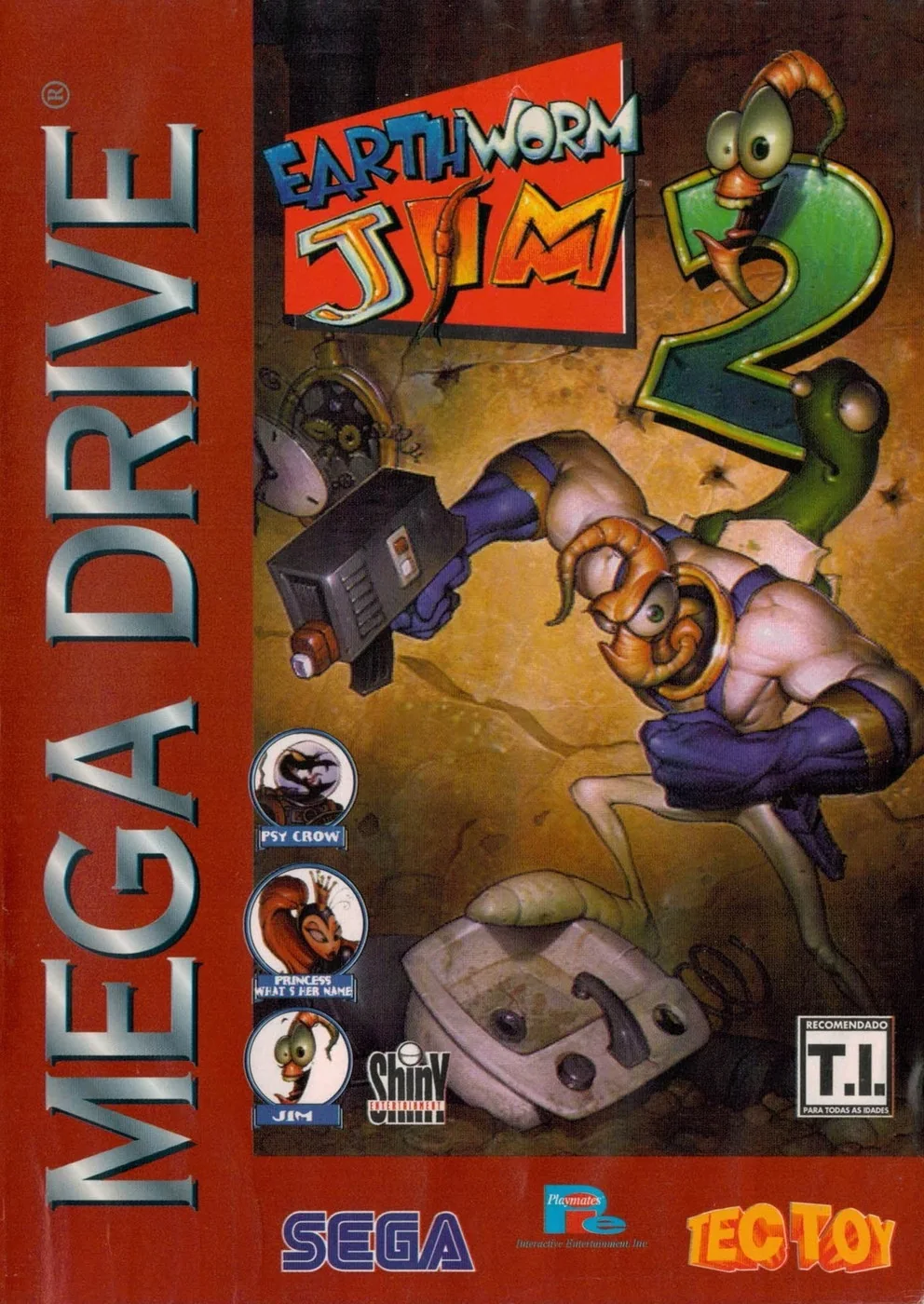 Capa de Earthworm Jim 2 versão Mega Drive BR 🇧🇷 para Mega Drive