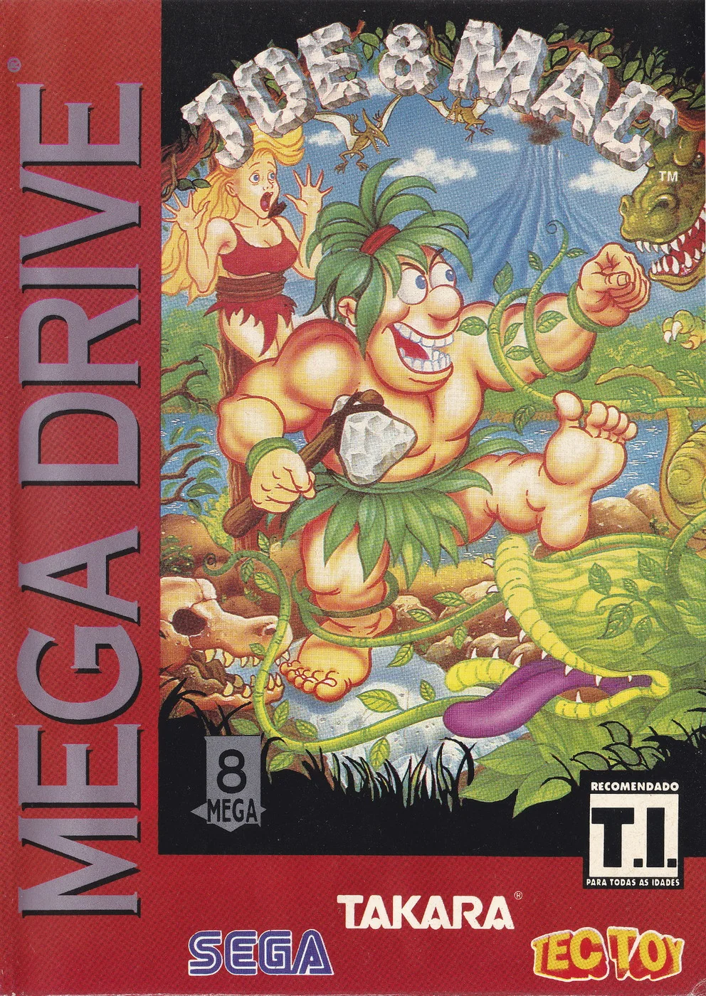 Capa de Joe & Mac versão Mega Drive BR 🇧🇷 para Mega Drive