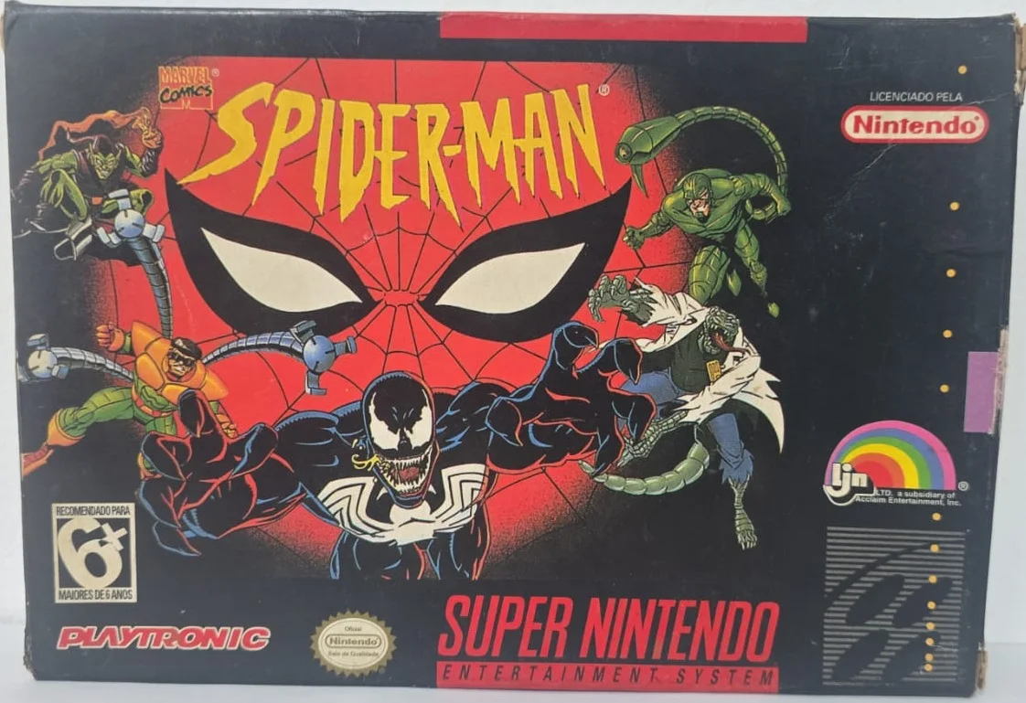 Capa de Spider-Man versao Playtronic Brasil para Super Nintendo