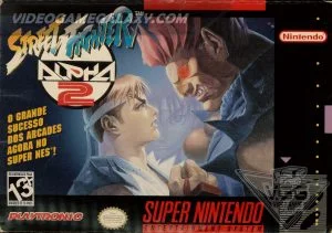 Capa de Street Fighter Alpha 2 versao Playtronic Brasil para Super Nintendo