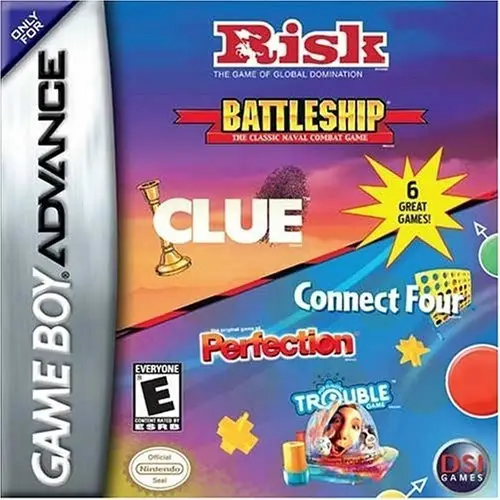 Capa de Risk / Battleship / Clue / Connect Four / Perfection / Trouble
