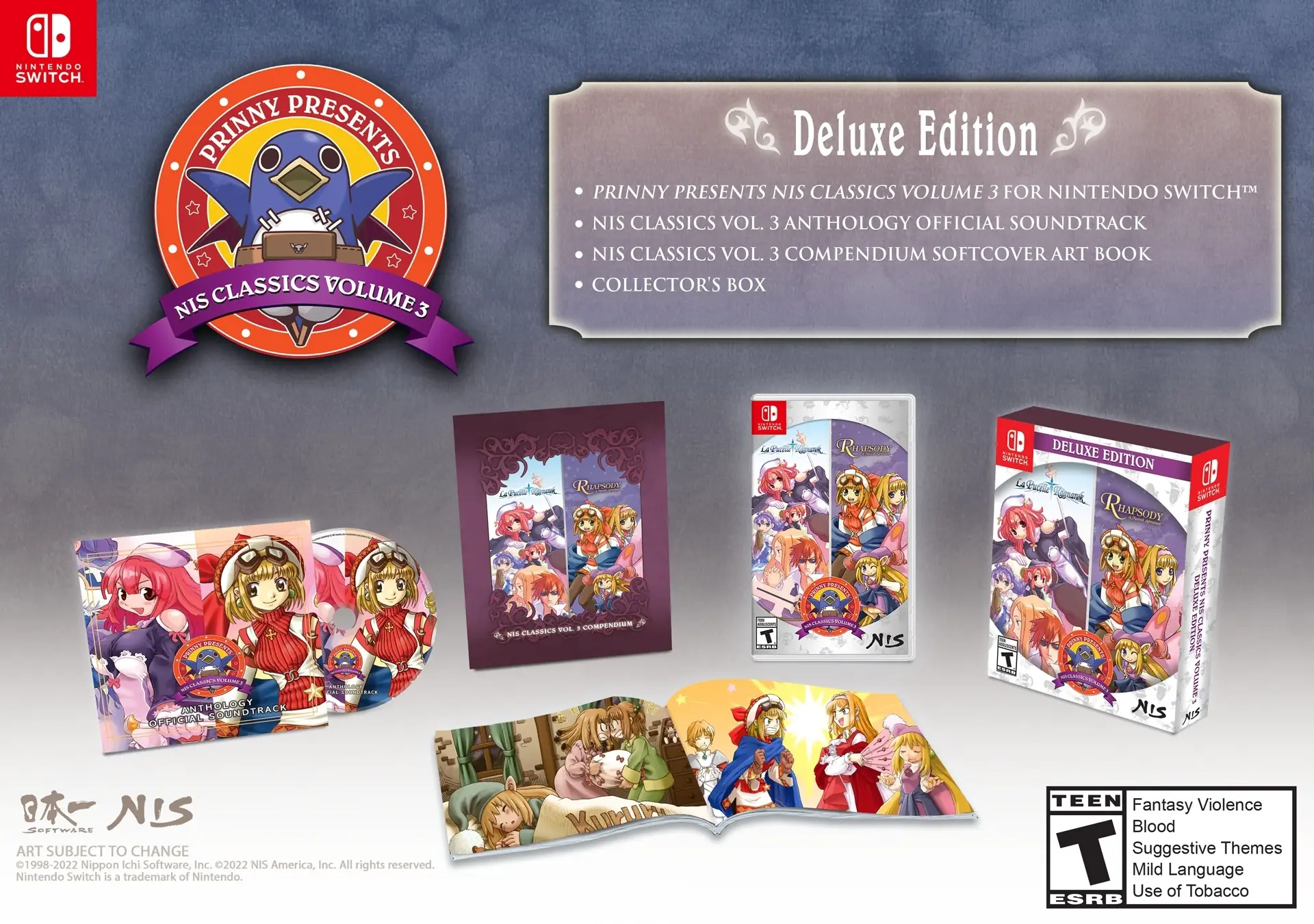 Capa de Prinny Presents NIS Classics Volume 3: La Pucelle: Ragnarok / Rhapsody: A Musical Adventure [Deluxe Edition]
